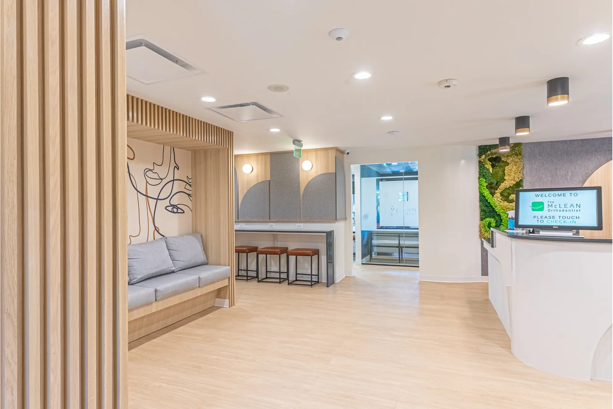 The McLean Orthodontist reception desk and waiting area