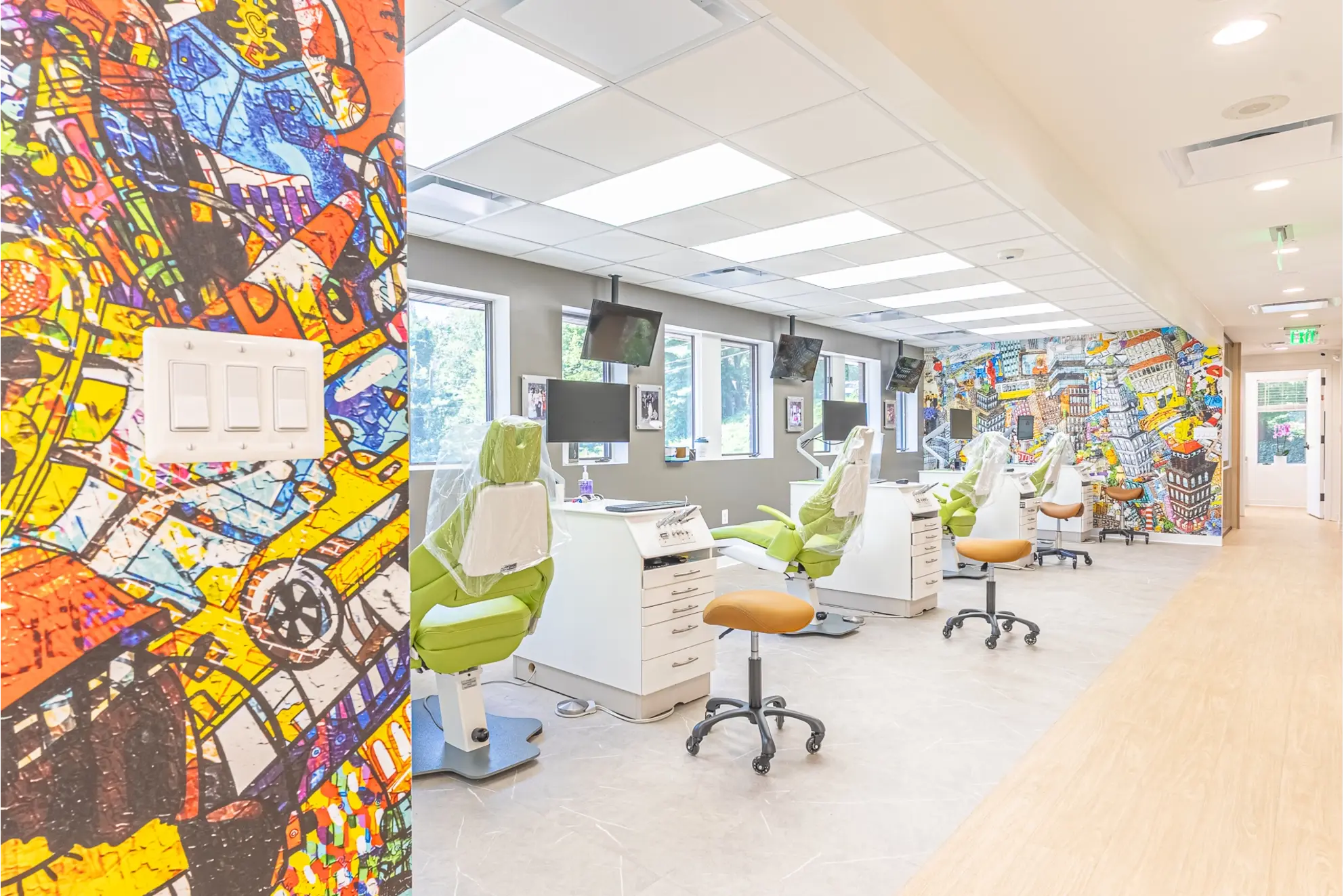 The McLean Orthodontist treatment bay with graffiti mural