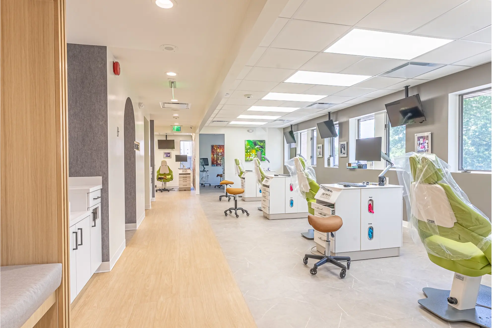 The McLean Orthodontist open bay treatment area
