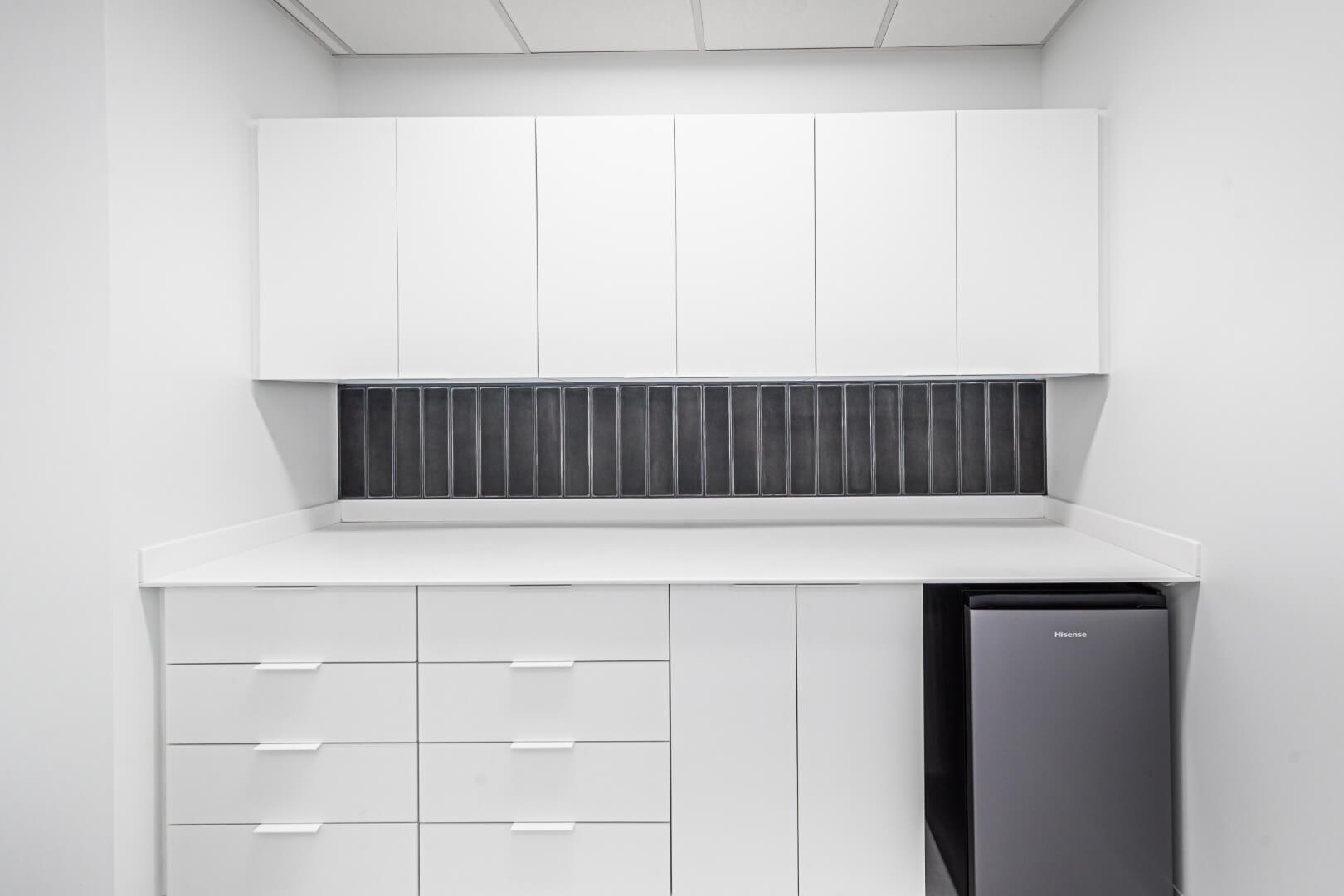 White, modern, minimalist cabinet storage